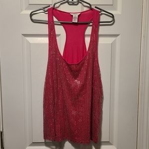 CANDIE'S BRIGHT PINK SEQUIN TANK, SIZE XL